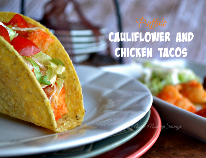 Enjoy these easy and delcious Buffalo Cauliflower and Chicken Tacos anytime of the day! Get the recipe at CleverlyMe.com
