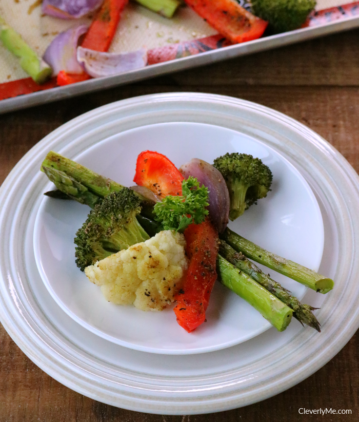 Enjoy this deliciously simple Sheet Pan Roasted Vegetables Recipe with any meal or on its own. More at CleverlyMe.com