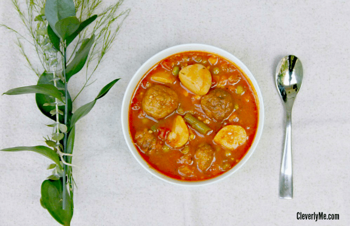 Looking for a delicious meatball vegetable soup recipe you can make in your Instant Pot? Look no further and make this delicious Instant Pot Meatball Vegetable Soup Recipe loaded with meatballs, jalapeños, tomatoes, potatoes and more! More at CleverlyMe.com