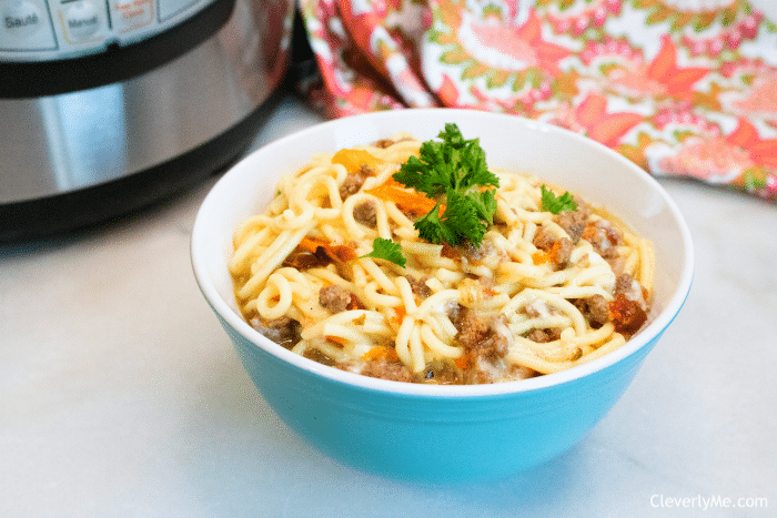 Instant Pot Cheesy Pasta with Beef and Heirloom Tomatoes