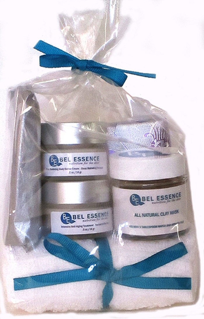 Spa Day Gift Bag: Exfoliate, Cleanse and Moisturize Your Body by Bel Essence part of the Valentine's Day Gift Guide found at CleverlyMe.com